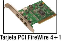 Tarjeta PCI para FireWire 4 puertos Externos, 1 interno